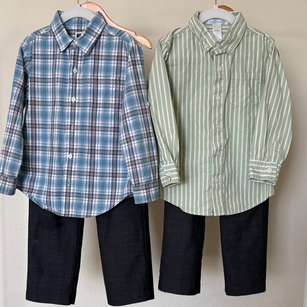 Janie and Jack 4T Plaid and Striped Shirts with Wool Pants Set, 4 pieces